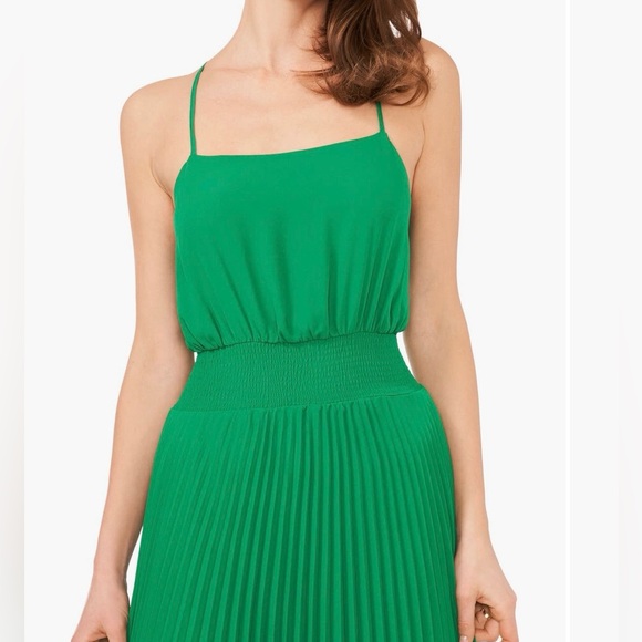 NWT Halogen Cross Back Pleated Green Dress - Picture 4 of 5